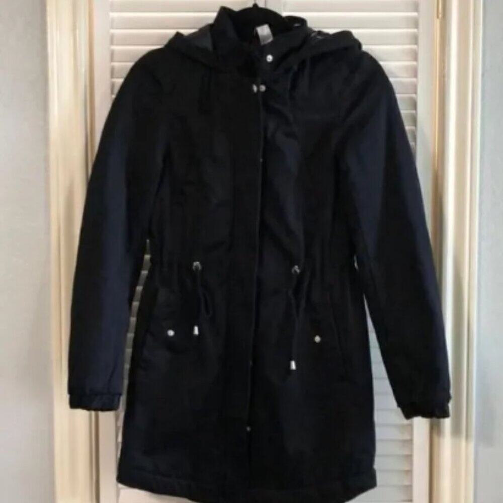 H&M • Black Padded Parka Jacket with Hood, Size XS